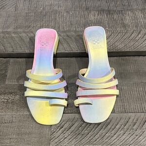 Vince Camuto Women's Pastel Yellow & Pink Slide Sandals Size 6.5